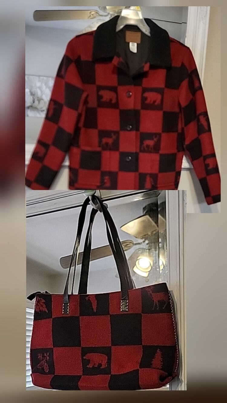 Pendleton Jacket And Purse Buffalo Print Wool Jacket SZ M VTG